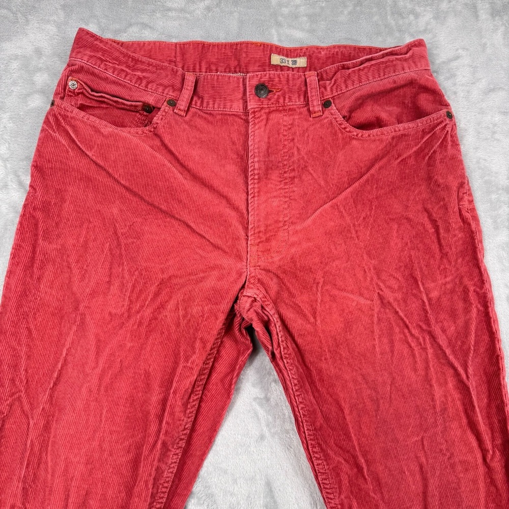 Polo Ralph Lauren Straight Pants Men's 33x32 Red Corduroy 100% Cotton - Picture 2 of 16